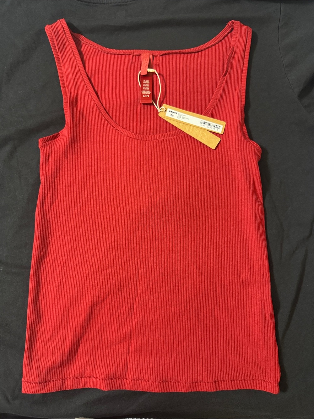 SKIMS Red Ribbed Scoop Neck Tank Top